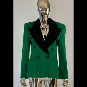 2X “HOST PICK” Vintage Escada Green Jacket with Black Velvet Collar